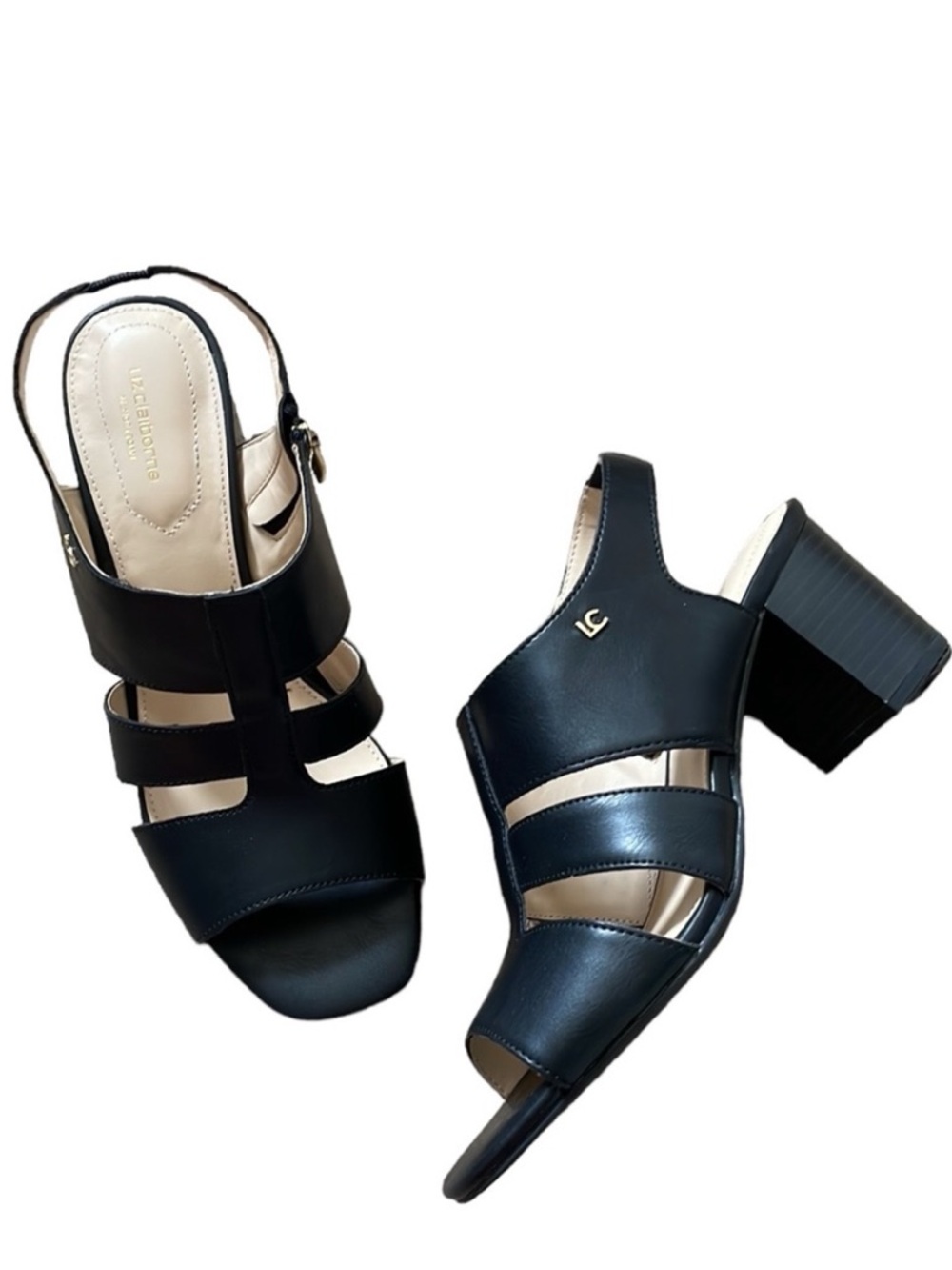 Liz Claiborne Bowen Black Strappy Block Heel Slingback Sandal Size 9 - Picture 11 of 13